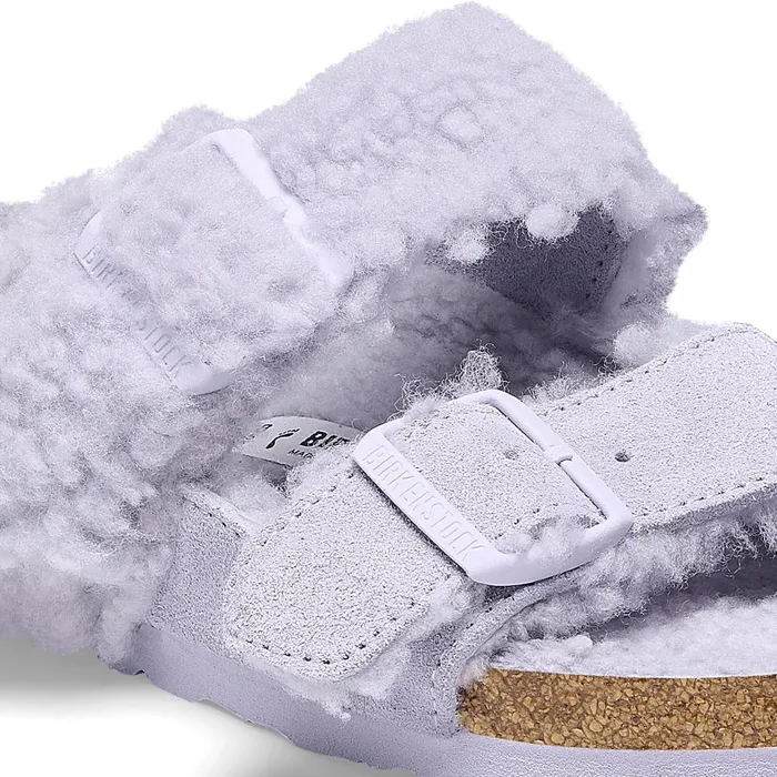 Women Birkenstock TwoStrap Arizona Teddy Split Purple Fog