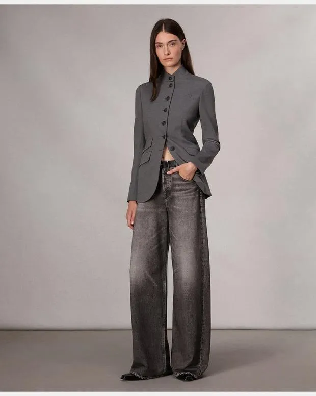 Women Blazers and Vests Rag and Bone Slade Ponte Blazer Charcoal