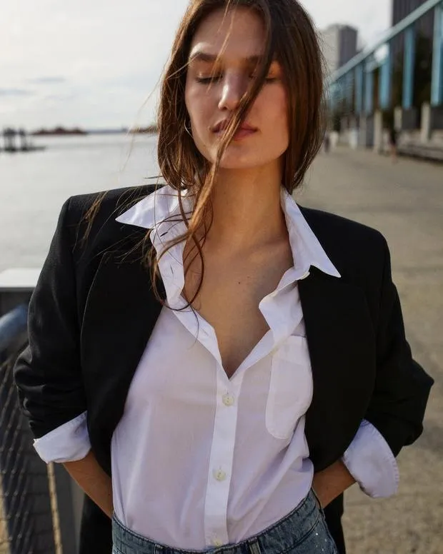 Women Blazers and Vests Rag and Bone Suzanne Viscose Blazer Black