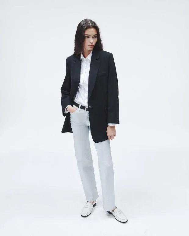 Women Blazers and Vests Rag and Bone Suzanne Viscose Blazer Black
