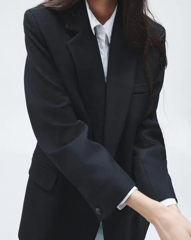 Women Blazers and Vests Rag and Bone Suzanne Viscose Blazer Black
