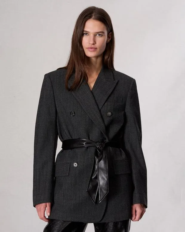 Women Blazers and Vests Rag and Bone Virginia Plaid Blazer Black