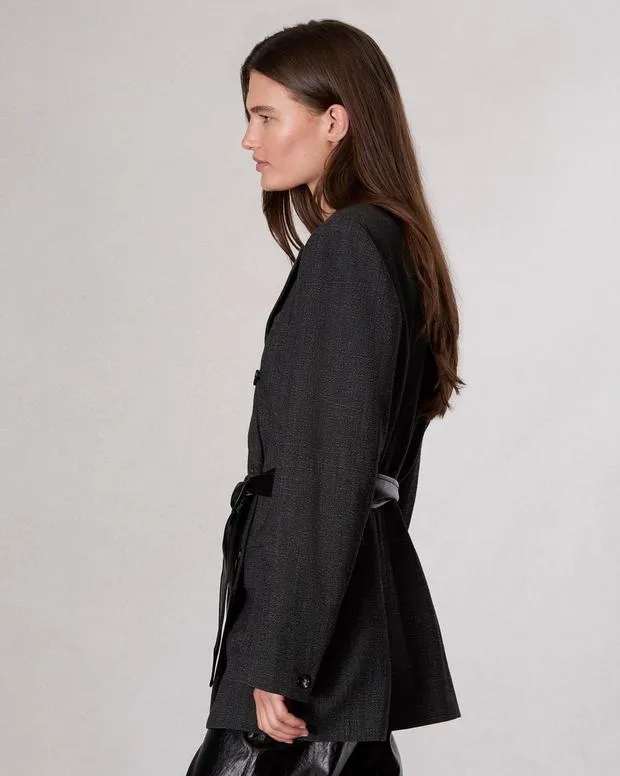 Women Blazers and Vests Rag and Bone Virginia Plaid Blazer Black