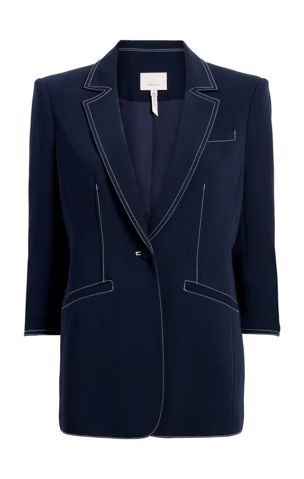 Women Blazers Cinq Sept Crepe Khloe Blazer Navyivory