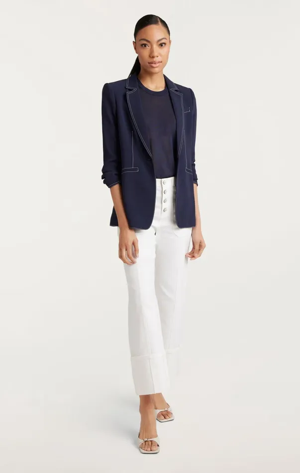 Women Blazers Cinq Sept Crepe Khloe Blazer Navyivory
