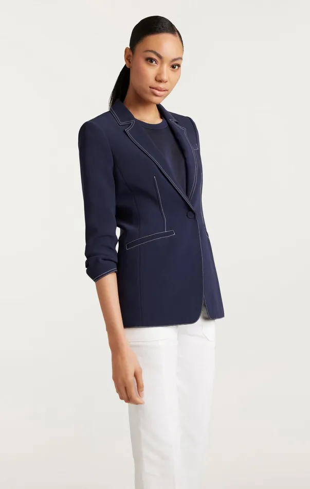 Women Blazers Cinq Sept Crepe Khloe Blazer Navyivory