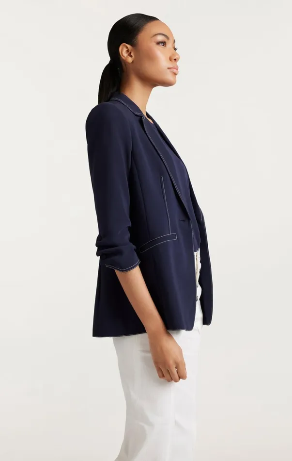 Women Blazers Cinq Sept Crepe Khloe Blazer Navyivory