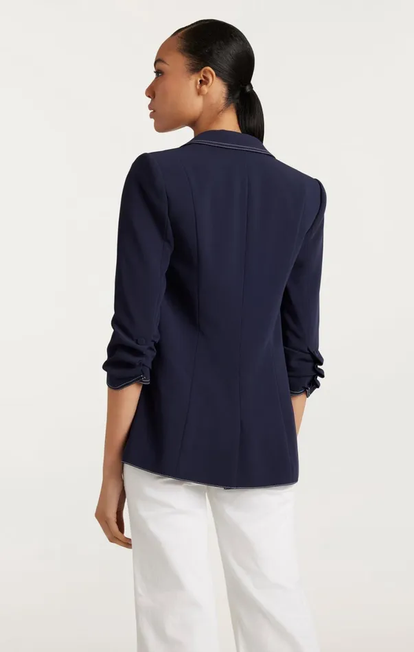 Women Blazers Cinq Sept Crepe Khloe Blazer Navyivory