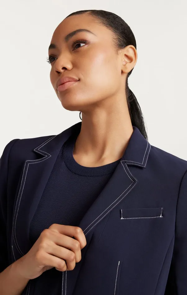 Women Blazers Cinq Sept Crepe Khloe Blazer Navyivory