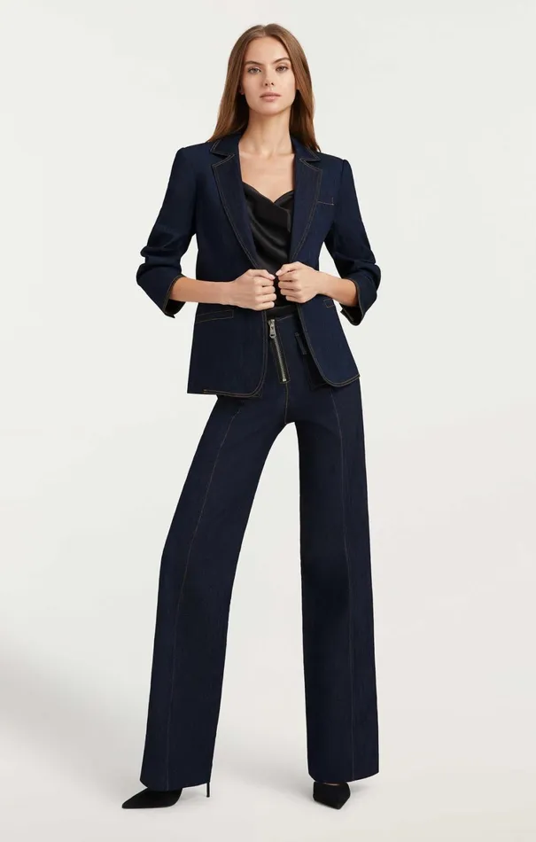 Women Blazers Cinq Sept Denim Khloe Blazer Indigo