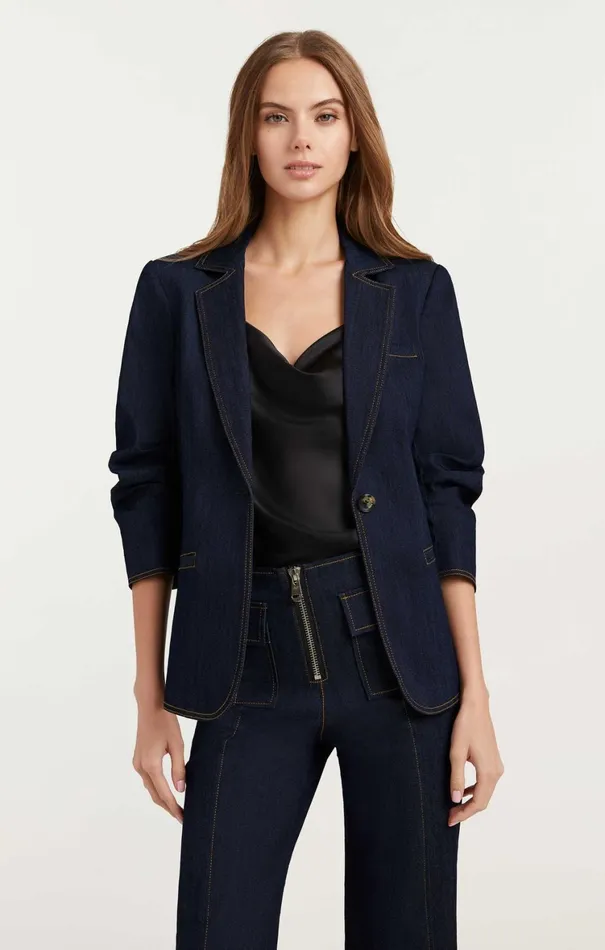 Women Blazers Cinq Sept Denim Khloe Blazer Indigo