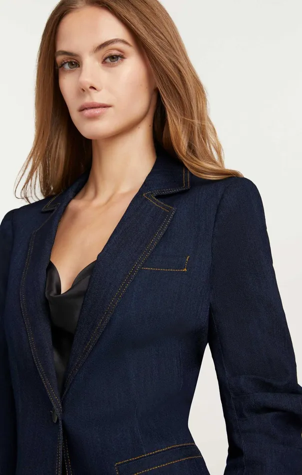 Women Blazers Cinq Sept Denim Khloe Blazer Indigo