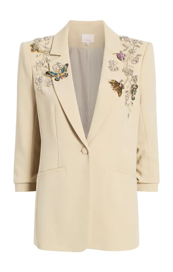 Women Blazers Cinq Sept Diamond Vines Khloe Blazer Khakisilver