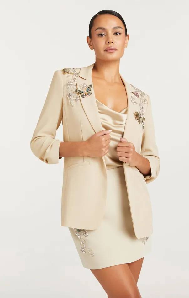 Women Blazers Cinq Sept Diamond Vines Khloe Blazer Khakisilver