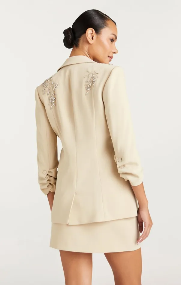 Women Blazers Cinq Sept Diamond Vines Khloe Blazer Khakisilver