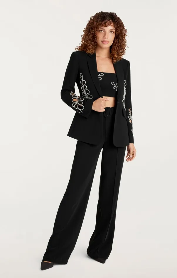 Women Blazers Cinq Sept Rhinestone Paisley Cheyenne Blazer Black
