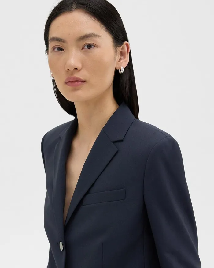 Women Blazers Jackets Theory Boxy Blazer In Good Wool Nocturne Navy