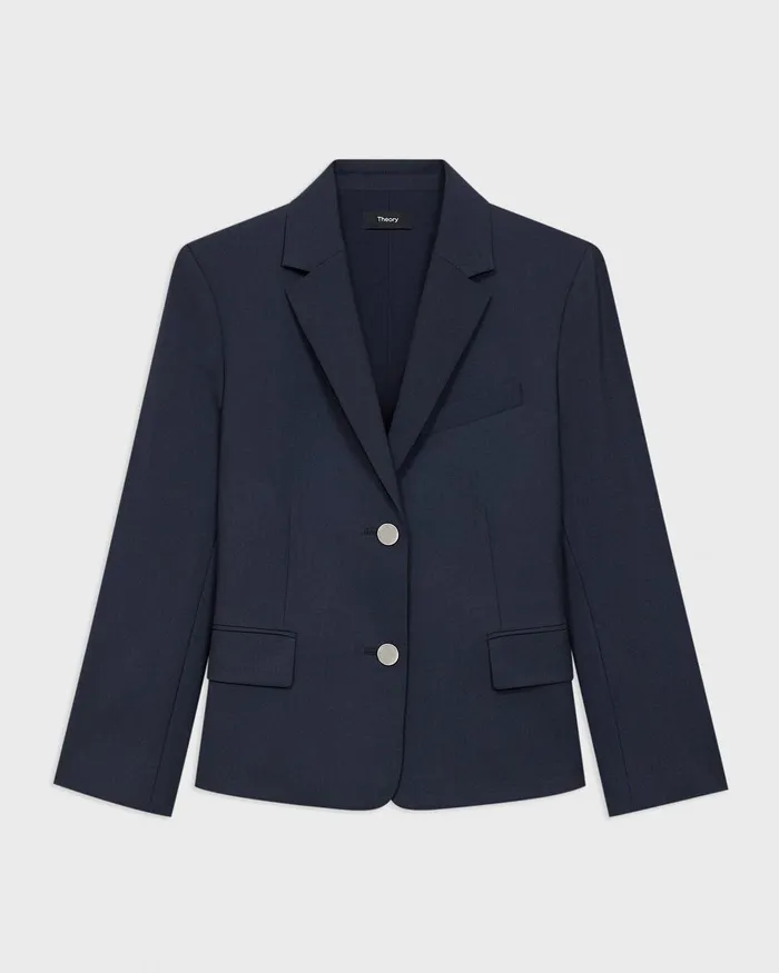 Women Blazers Jackets Theory Boxy Blazer In Good Wool Nocturne Navy