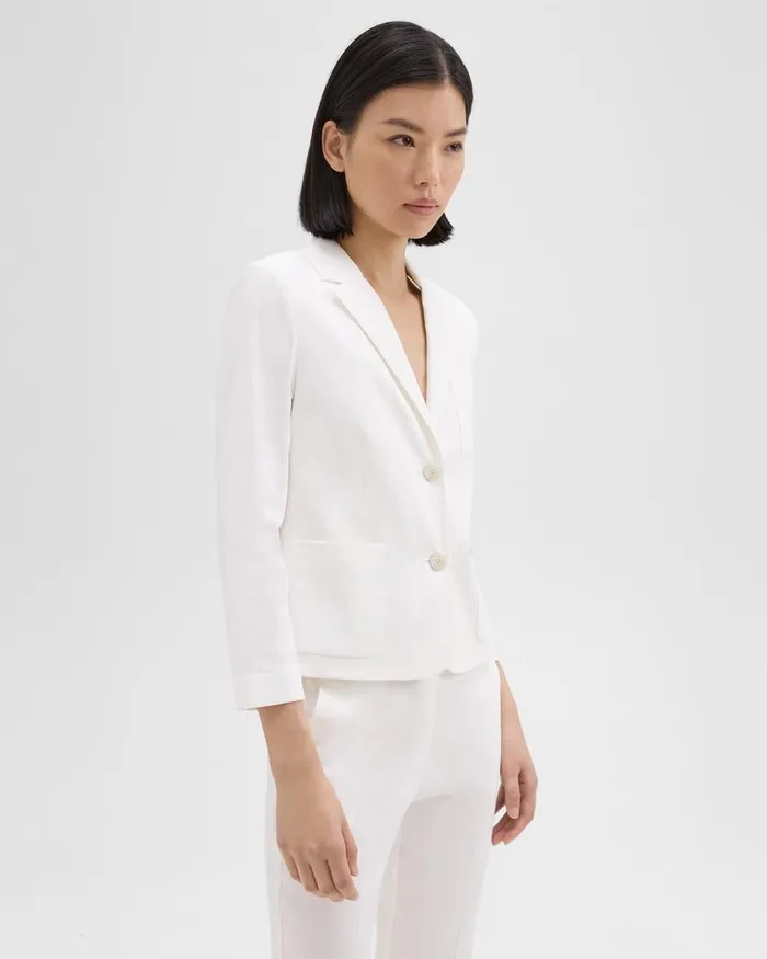 Women Blazers Jackets Theory Boxy Patch Pocket Blazer In Good Linen White