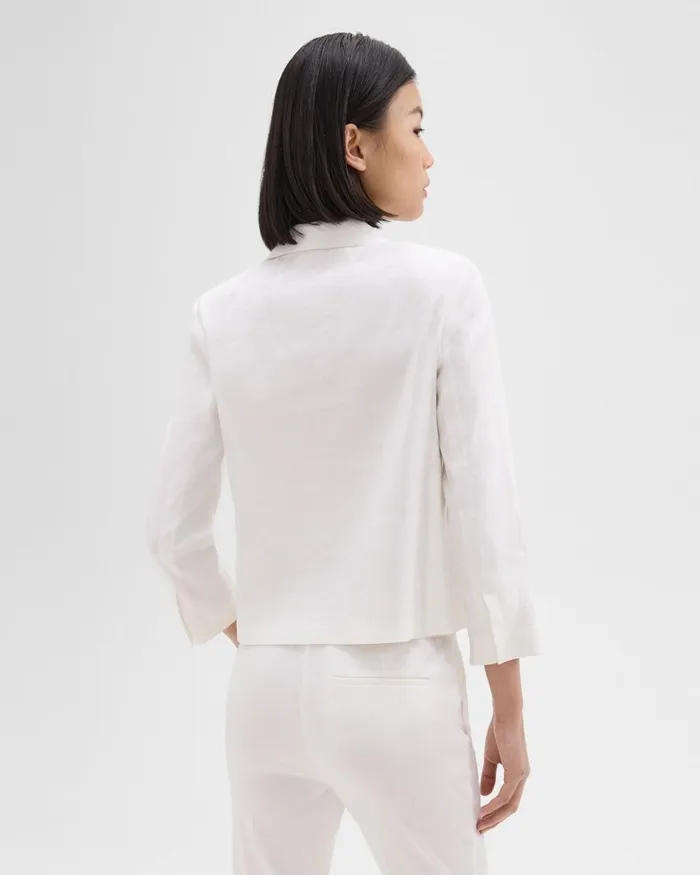 Women Blazers Jackets Theory Boxy Patch Pocket Blazer In Good Linen White