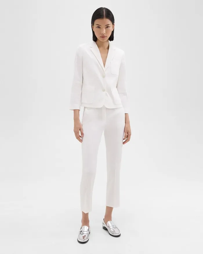 Women Blazers Jackets Theory Boxy Patch Pocket Blazer In Good Linen White