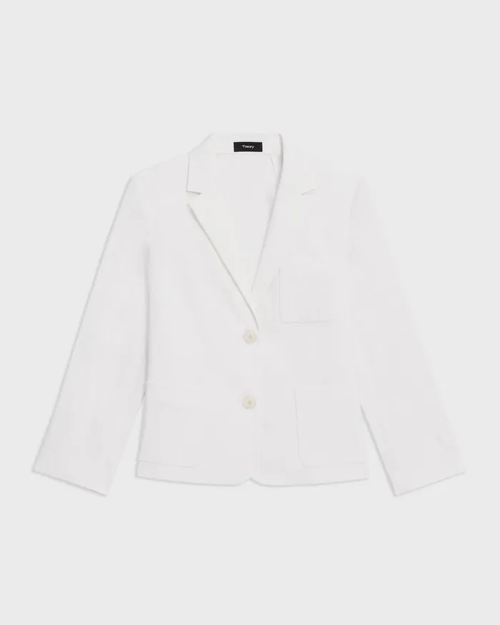 Women Blazers Jackets Theory Boxy Patch Pocket Blazer In Good Linen White