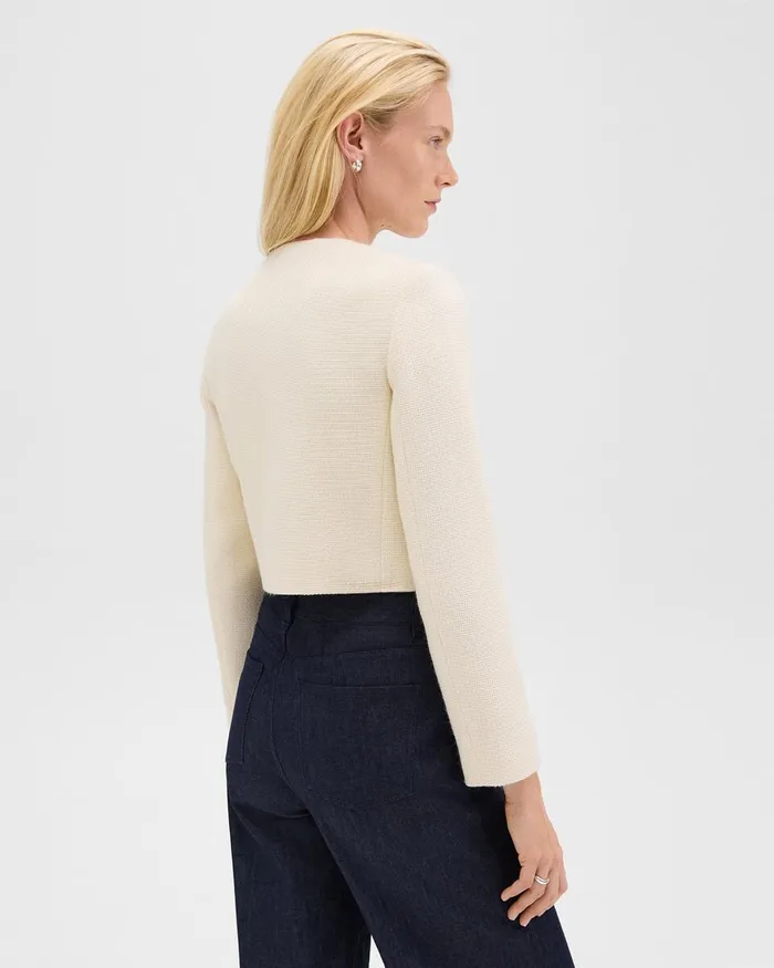 Women Blazers Jackets Theory Cardigan Jacket In Tweed Ivory