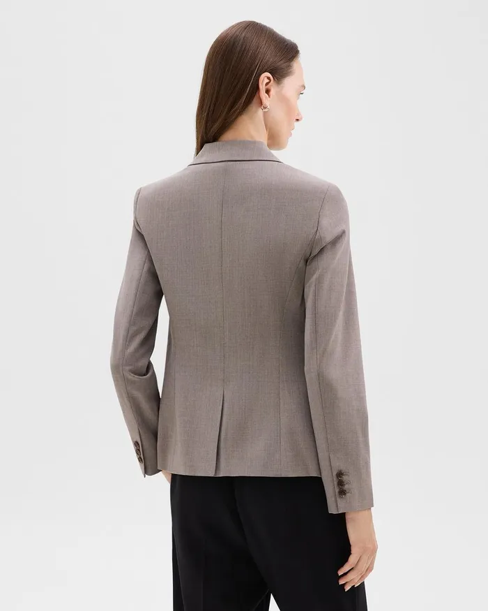Women Blazers Jackets Theory Carissa Blazer In Good Wool Cinder Melange