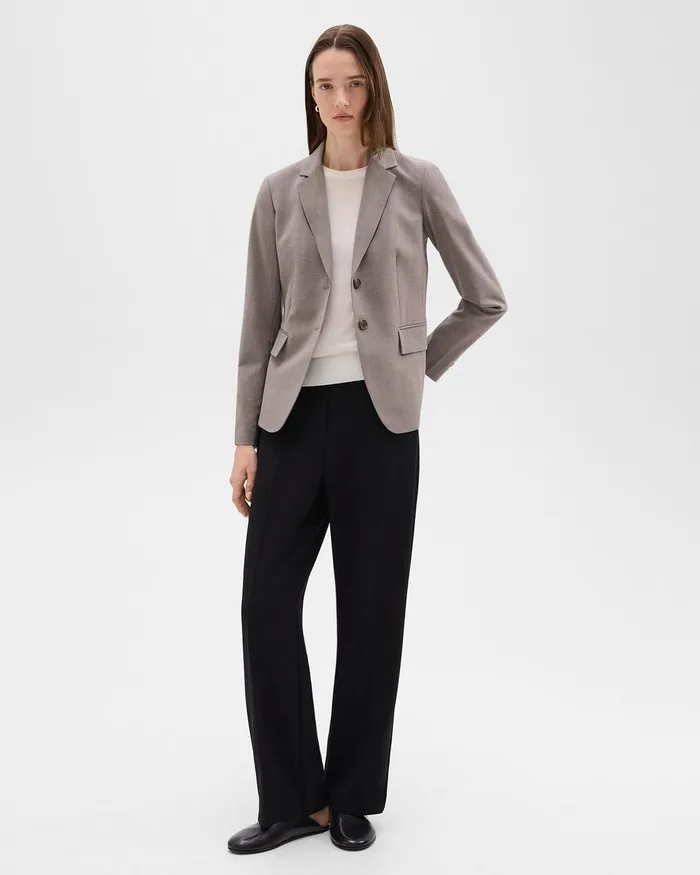 Women Blazers Jackets Theory Carissa Blazer In Good Wool Cinder Melange