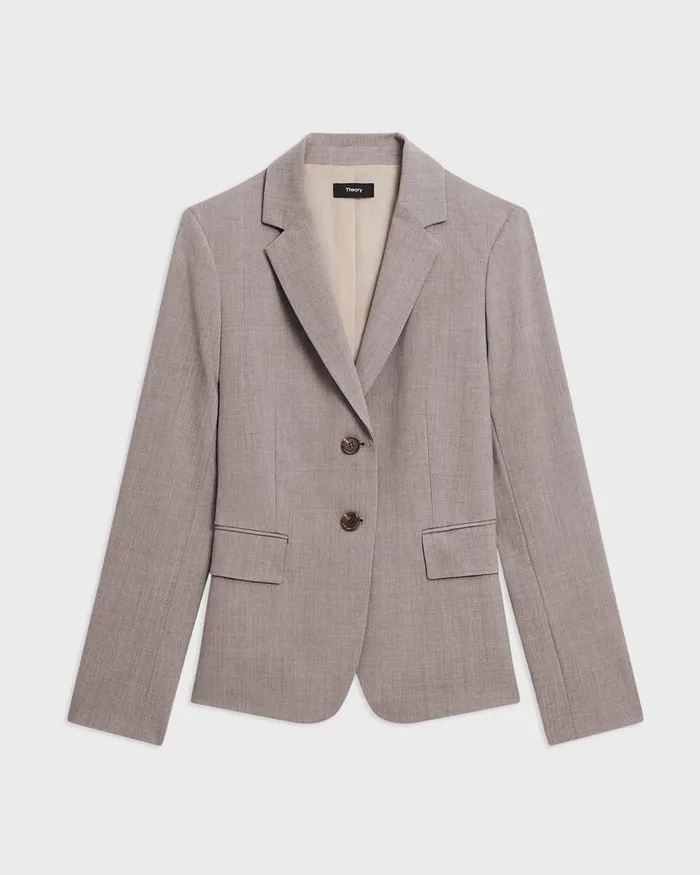 Women Blazers Jackets Theory Carissa Blazer In Good Wool Cinder Melange