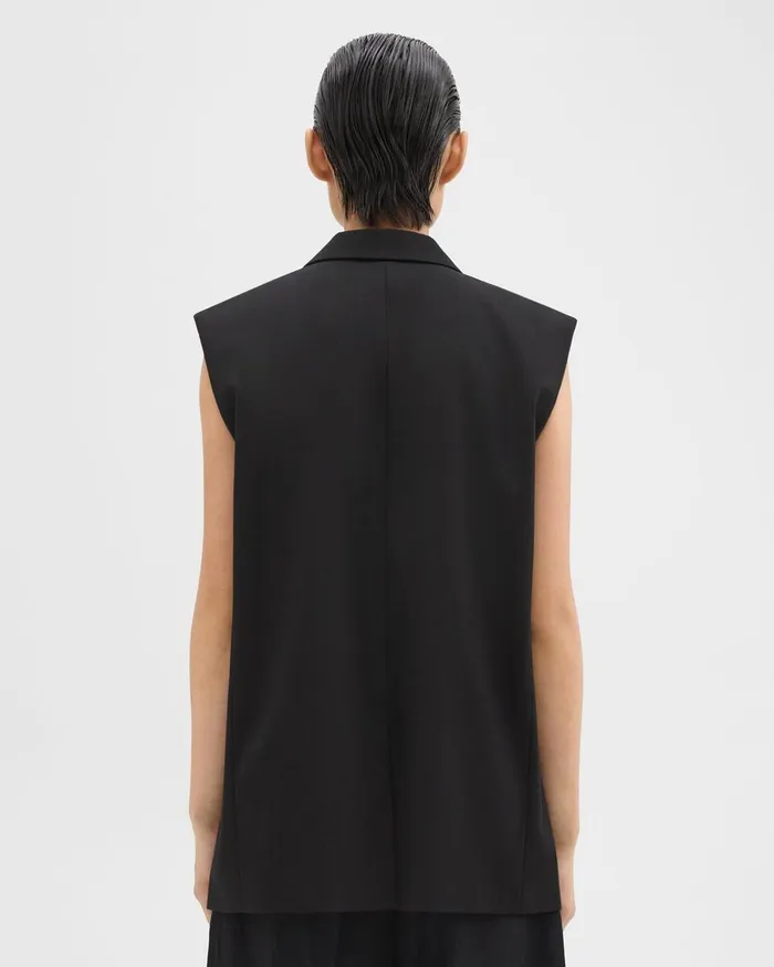 Women Blazers Jackets Theory Oversized Vest In Cotton Black