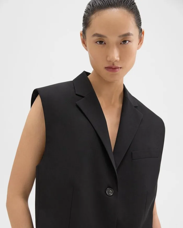 Women Blazers Jackets Theory Oversized Vest In Cotton Black