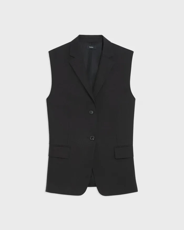 Women Blazers Jackets Theory Oversized Vest In Cotton Black