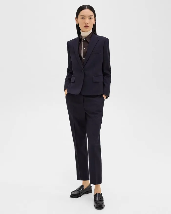 Women Blazers Jackets Theory SingleButton Blazer In Sleek Flannel Navy
