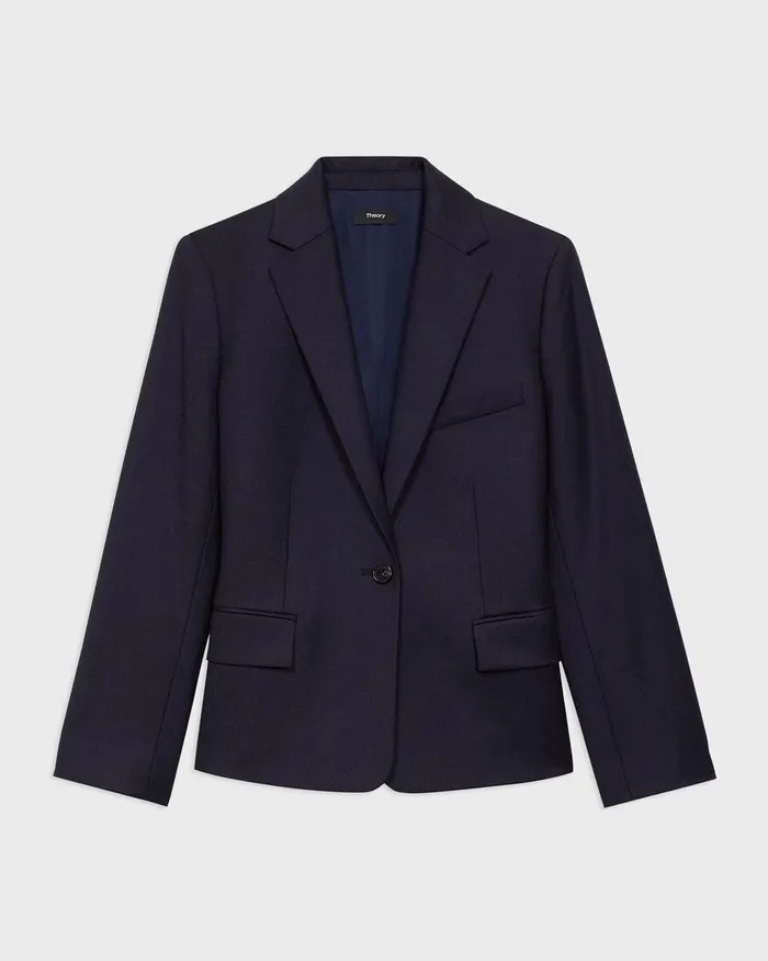 Women Blazers Jackets Theory SingleButton Blazer In Sleek Flannel Navy