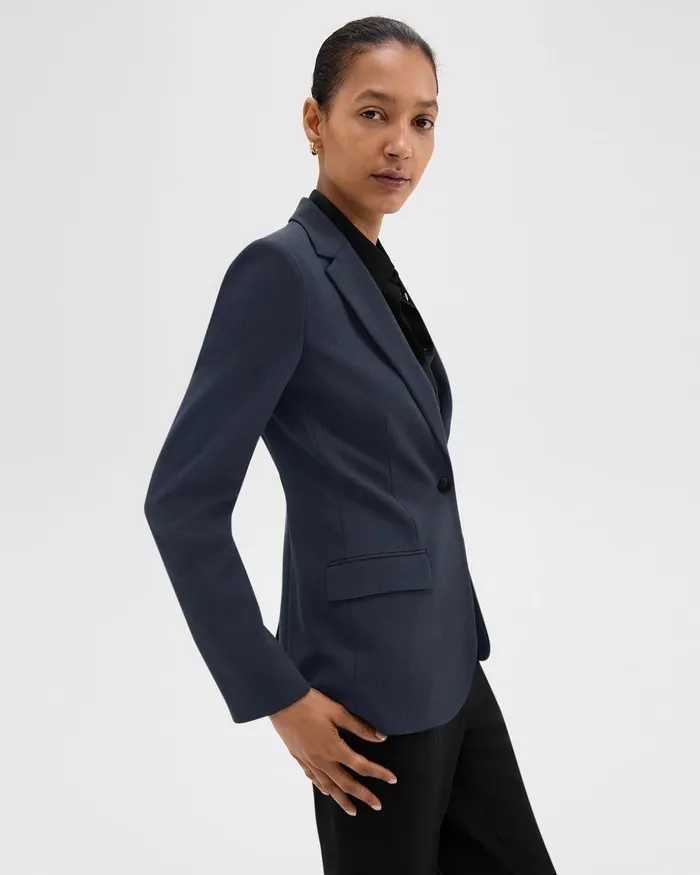 Women Blazers Jackets Theory Staple Blazer In Admiral Crepe Nocturne Navy