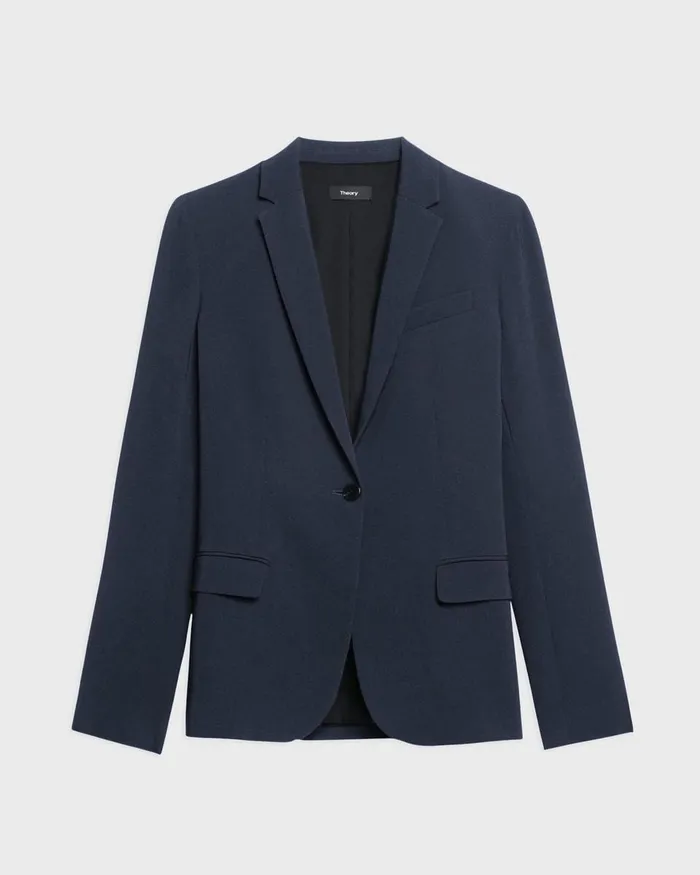 Women Blazers Jackets Theory Staple Blazer In Admiral Crepe Nocturne Navy