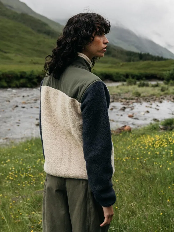 Women Bolster Full Zip Fleece Navyoatmealolive Finisterre Fleece