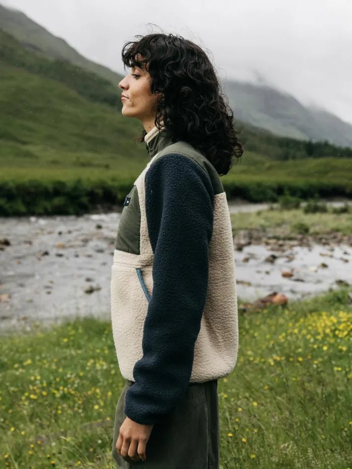 Women Bolster Full Zip Fleece Navyoatmealolive Finisterre Fleece
