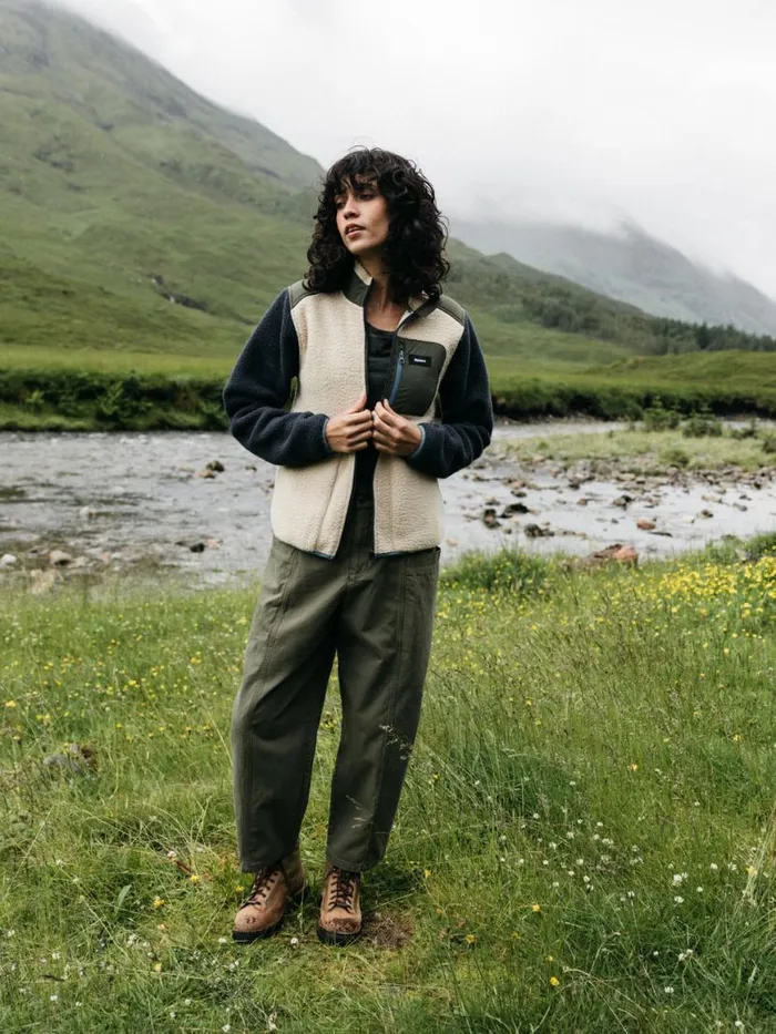 Women Bolster Full Zip Fleece Navyoatmealolive Finisterre Fleece