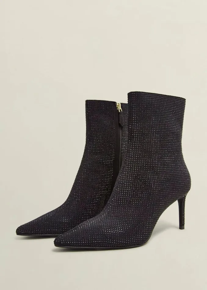 Women Boots Hobbs Cassia Jewelled Ankle Boots Black