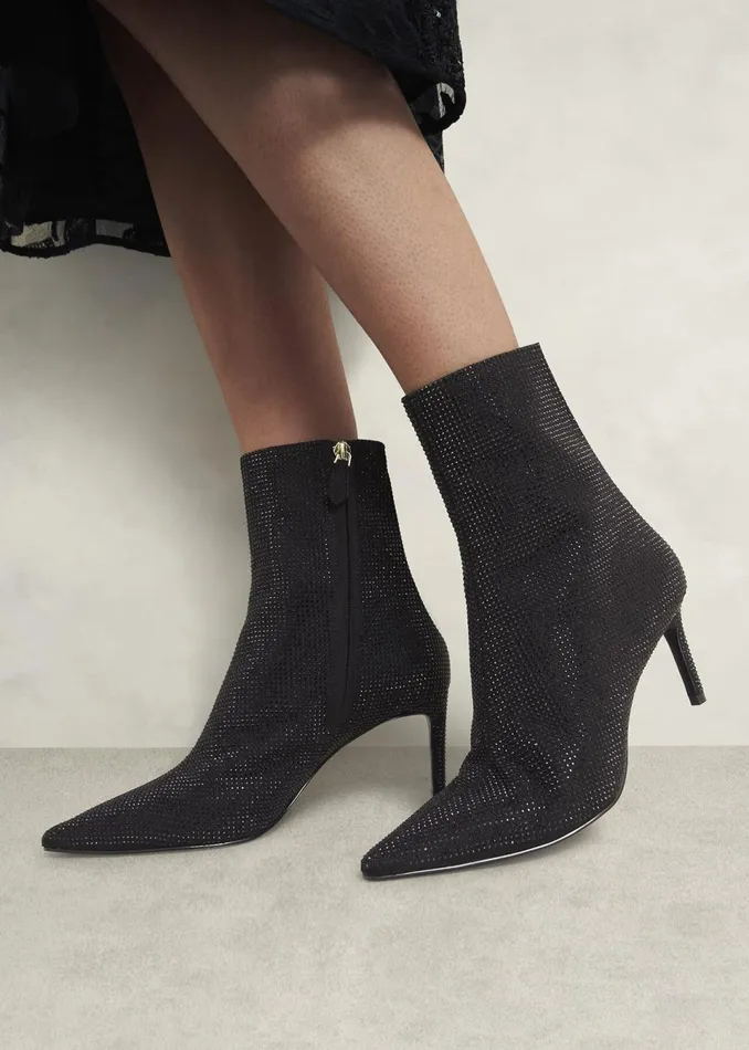 Women Boots Hobbs Cassia Jewelled Ankle Boots Black