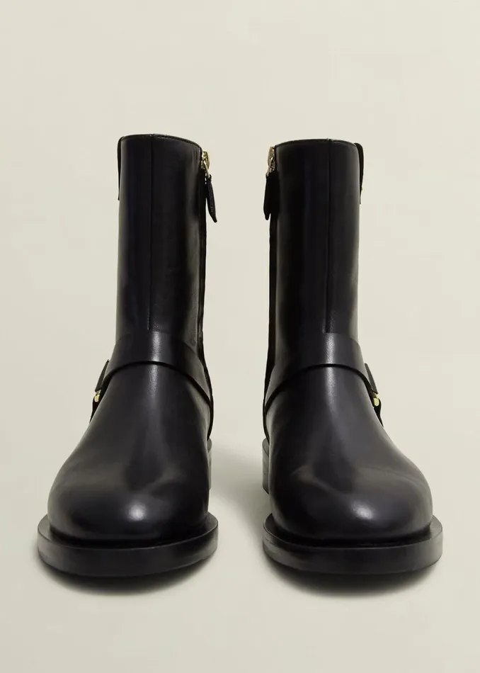 Women Boots Hobbs Effie Leather Biker Boots Black