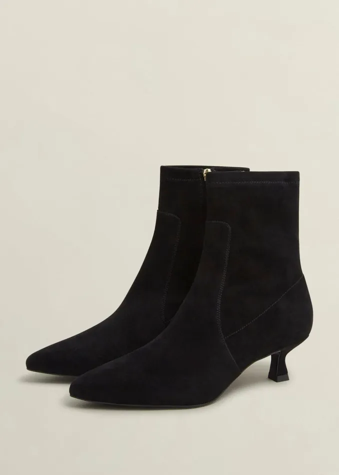 Women Boots Hobbs Morgan Suede Stretch Boots Black