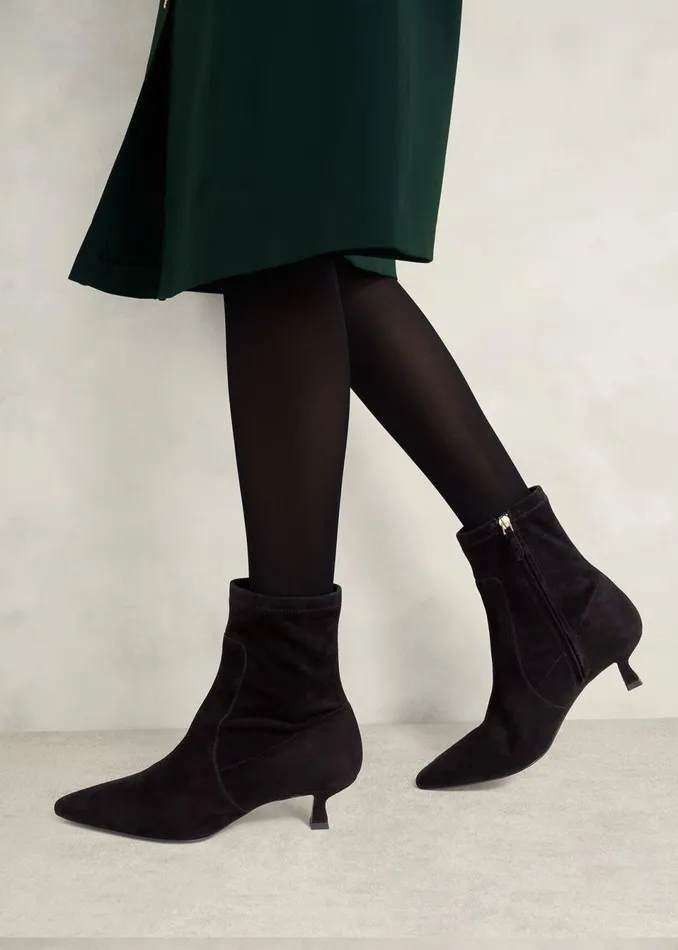 Women Boots Hobbs Morgan Suede Stretch Boots Black