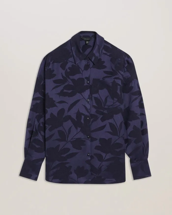 Women BORMIDA 8211 Floral Print Oversized Shirt Navy Ted Baker Tops and Blouses