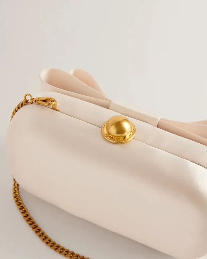Women BOWELAA 8211 Oversize Bow Satin Clutch Bag Ivory Ted Baker Crossbody Bags
