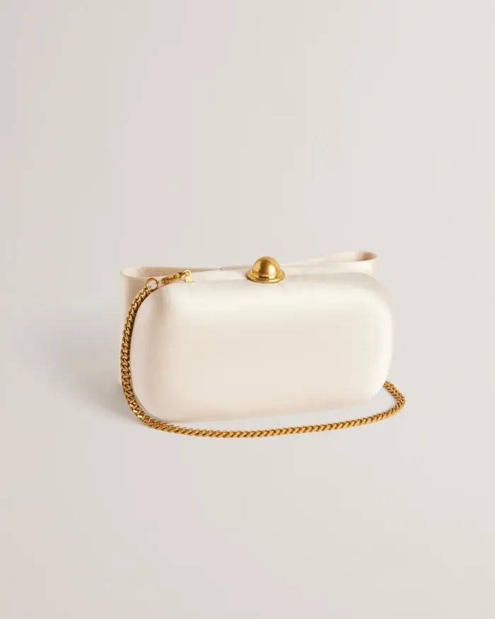 Women BOWELAA 8211 Oversize Bow Satin Clutch Bag Ivory Ted Baker Crossbody Bags