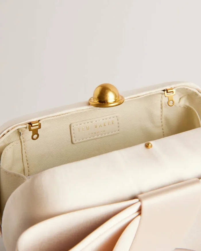Women BOWELAA 8211 Oversize Bow Satin Clutch Bag Ivory Ted Baker Crossbody Bags