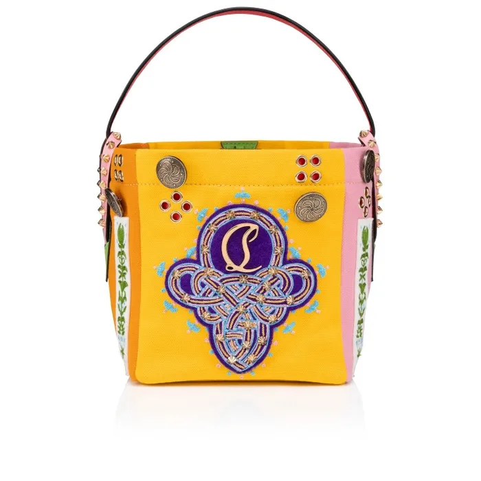 Women Breizcaba Mini Tote Bag 8211 Fabric Calf Leather And Pontivity Embroidery 8211 Multicolor Christian Louboutin Top Handles